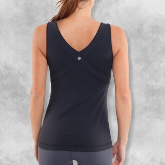 Lululemon Wrap Tank Top V-Neck Cross-Front Sweat-Wicking Stretchy Black W Small - Picture 2 of 5